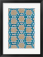 Framed Tan & Blue Floral Pattern I