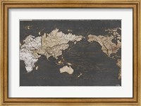 Framed World Map in Gold and Gray