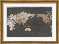 Framed World Map in Gold and Gray