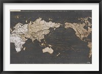 Framed World Map in Gold and Gray