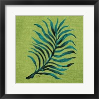 Leaf on Green Burlap Framed Print