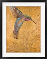 Framed Golden Hummingbird I