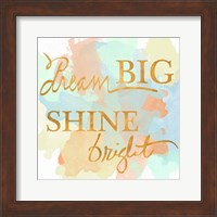 Framed Dream Big & Work Hard Watercolor I