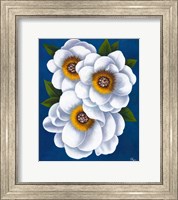 Framed White Flowers on Blue II
