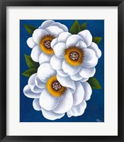 White Flowers on Blue II Framed Print