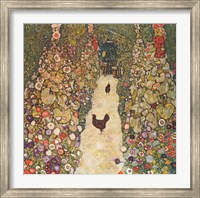 Framed Garden Path with Chickens, 1916