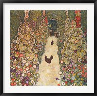 Framed Garden Path with Chickens, 1916