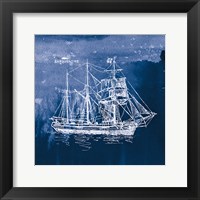 Framed Sailing Ships III Indigo