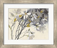 Framed Magnolias Yellow Gray