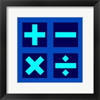 Framed Math Symbols Square - Blue