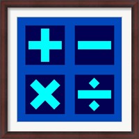 Framed Math Symbols Square - Blue