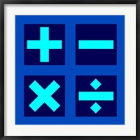 Framed Math Symbols Square - Blue