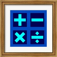 Framed Math Symbols Square - Blue