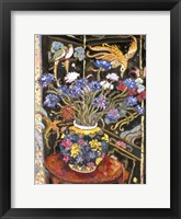 Framed Cornflowers And Bird Screen
