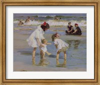 Framed Children Playing At The Seashore