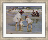 Framed Children Playing At The Seashore