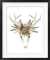 Framed Deer Skull & Flowers I