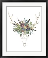 Framed Deer Skull & Flowers II