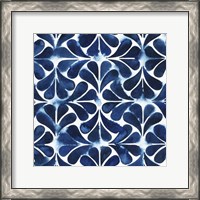 Framed Cobalt Watercolor Tiles III