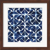 Framed Cobalt Watercolor Tiles III