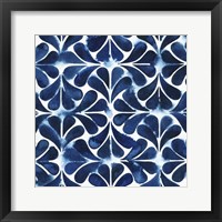 Framed Cobalt Watercolor Tiles III