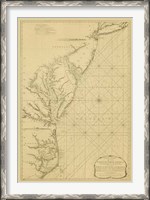 Framed Coastal Chart of the East Coast