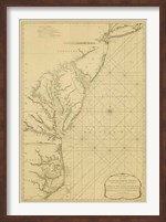 Framed Coastal Chart of the East Coast