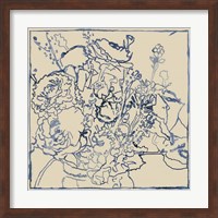 Framed Indigo Floral Sketch I