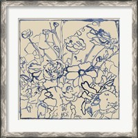 Framed Indigo Floral Sketch II