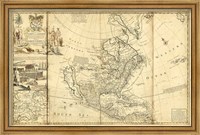 Framed Antique Map of America I