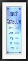 Framed Laundry Schedule - Sky Blue