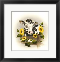 Framed Cow & Sunflowers