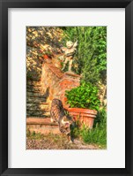 Framed Tuscan Vertical Cat on Stairs