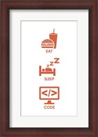 Framed Eat Sleep Code - Orange Icons