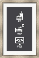 Framed Eat Sleep Code - White Icons