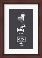 Framed Eat Sleep Code - White Icons