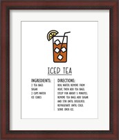 Framed Iced Tea Recipe White Background