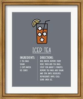 Framed Iced Tea Recipe Gray Background