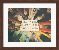 Framed Teamwork Makes The Dream Work Stacking Hands Color