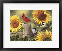 Framed Sunflowers and Songbirds