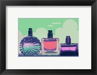 Framed Vintage Fashion Perfume Bottles Green