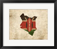 Framed Map with Flag Overlay Kenya