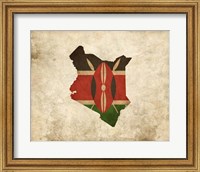 Framed Map with Flag Overlay Kenya