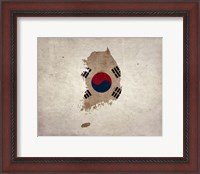 Framed Map with Flag Overlay South Korea