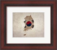 Framed Map with Flag Overlay South Korea