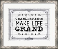 Framed Grandparents Make Life Grand - Painted Wood Background