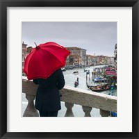 Framed Red Umbrella in Venice