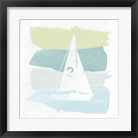 Framed 'Seaside Swatch Sailboat' border=