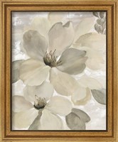 Framed 'White on White Floral II Crop Neutral' border=