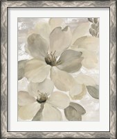 Framed 'White on White Floral II Crop Neutral' border=